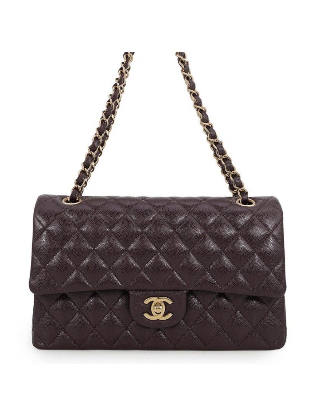 Chanel Chain Shoulder Bag Quilted 25 CC Logo Caviar Leather Double - Picture 1 of 10
